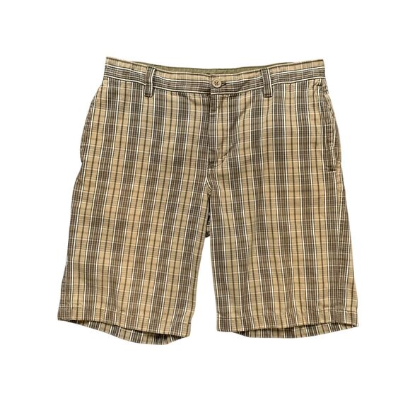 Vintage The North Face Shorts Mens 31 Moss Green Plaid Cotton Twill Chino - Picture 1 of 12